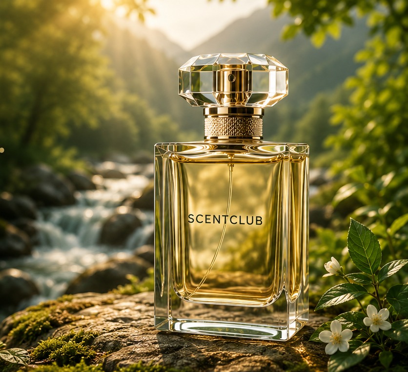 ScentClub-parfum tussen groene planten bij een beekje